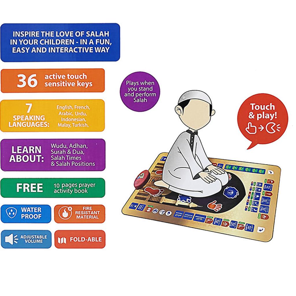 Kids Muslim Prayer Rug Early Education Smart 7 Languages Electronic Muslim Prayer Rug for Kids 3 Years Old and Above 555A 5