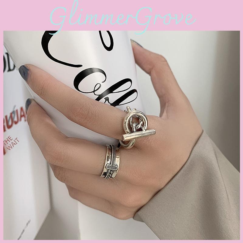 Vintage European American Twisted Braided Ot Buckle Ring For Women In 925 Silver