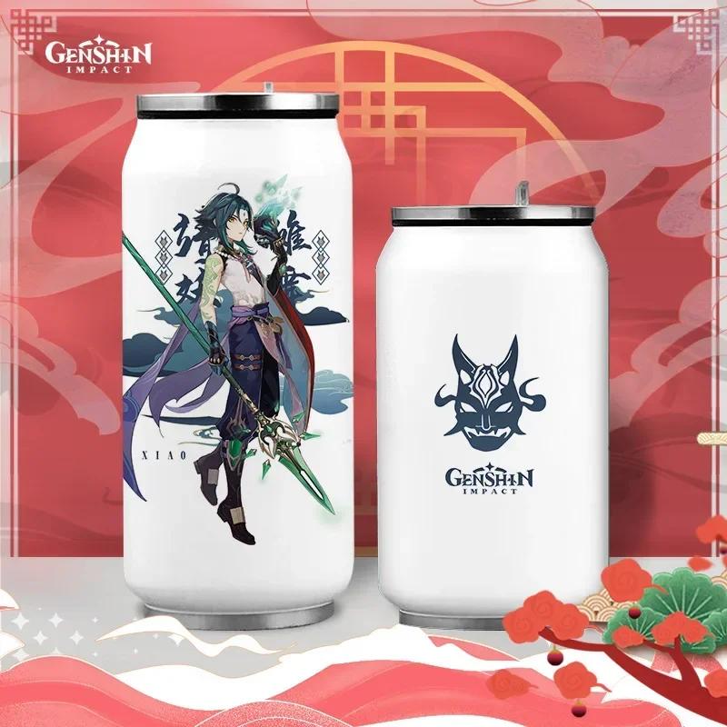 Anime Genshin Impact Thermos Bottle Stainless Steel Coffee Mup Zhongli Klee Portable Water Cup Drinking Bottle Thermos Flask