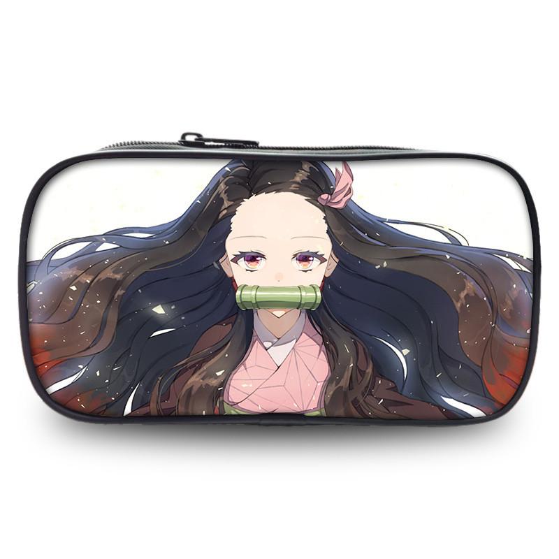 Spacious Oxford Demon Slayer Pencil Case For Students With Casual Style