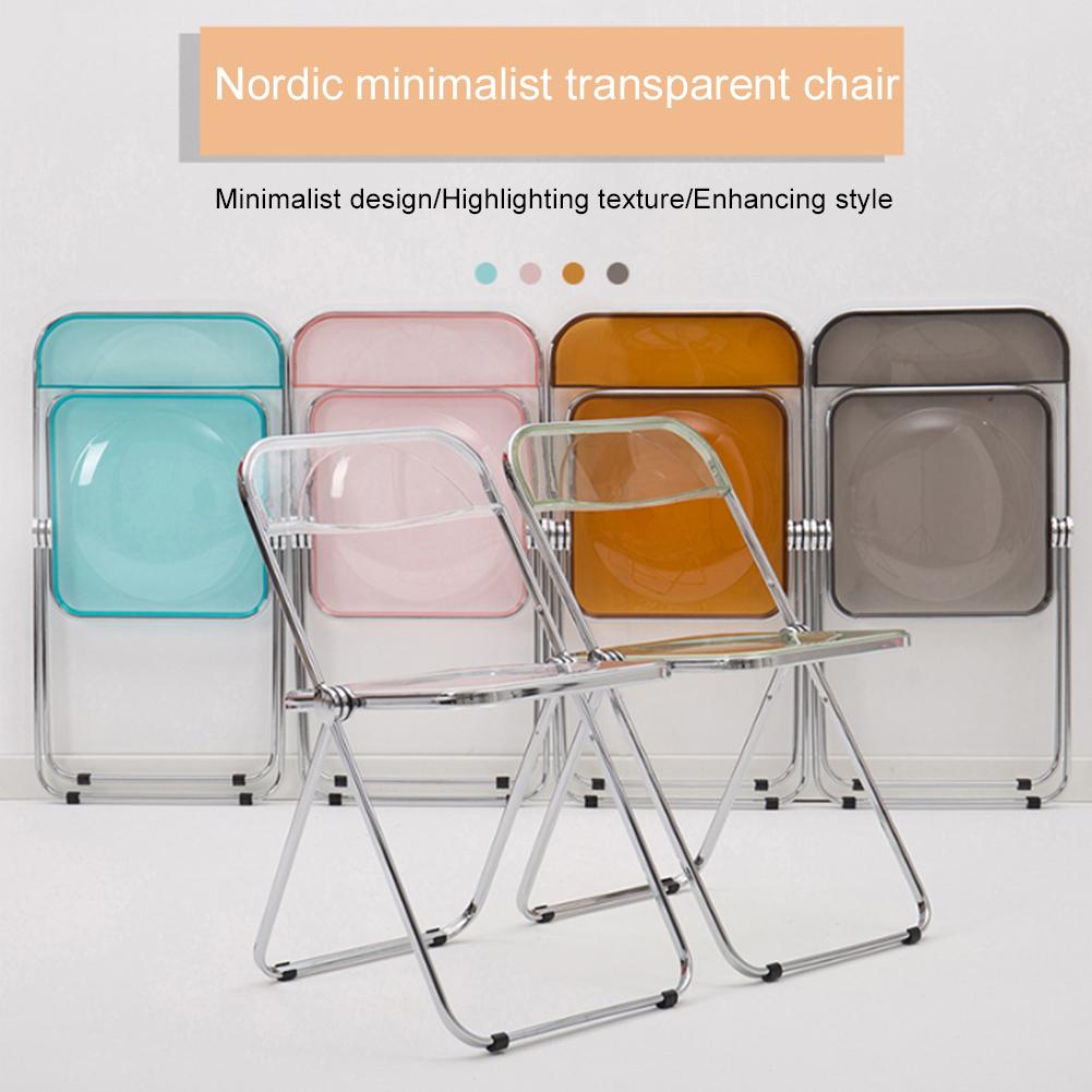 Transparent Folding Chairs Acrylic Stackable Clear Dining Chairs Living Room Seat for Living Room Office Waiting Room