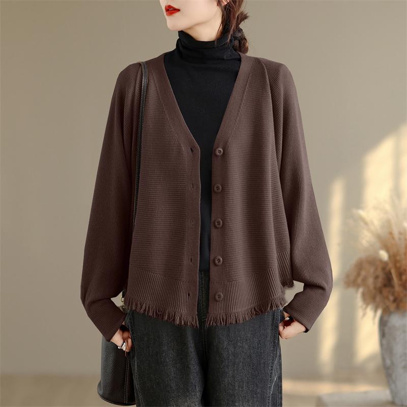 DIMANAF 2025 Women Plus Size Sweaters Cardigan Autumn Winter Solid Knitting Loose Bat Sleeve Tops Shirts