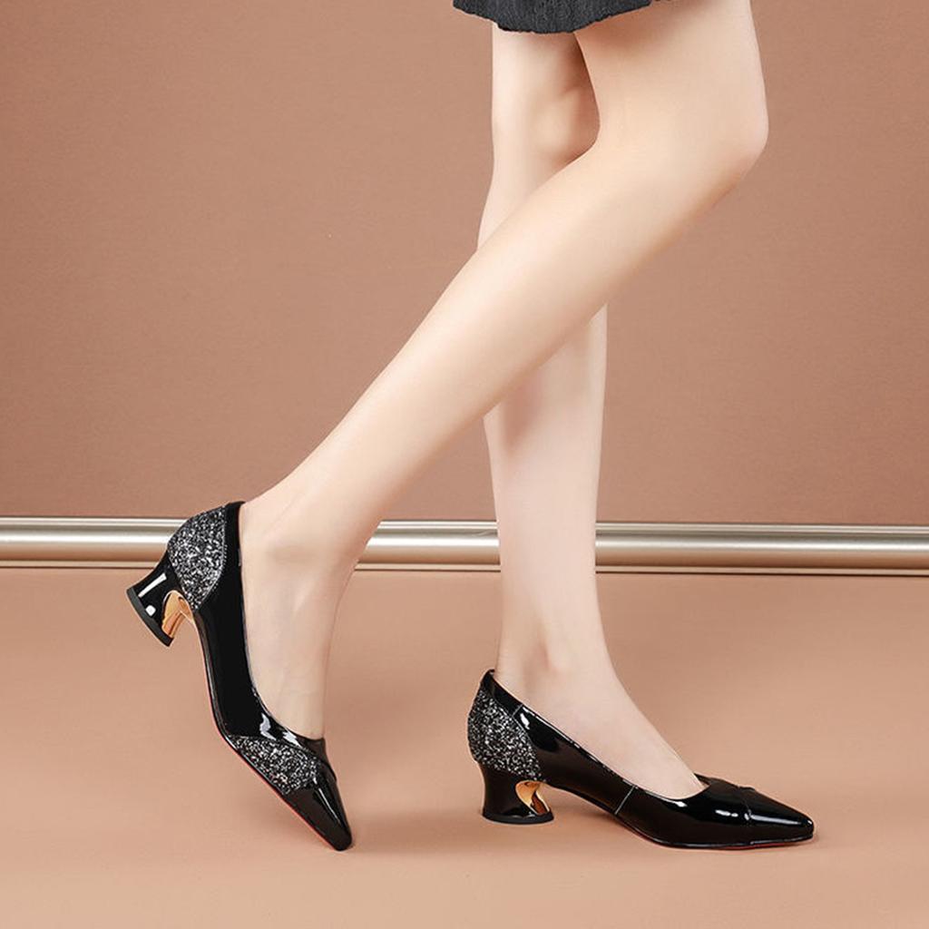 Fashion High Heels Pumps Women Elegant  Medium Heels Pointed Toe Shoes Comfort Casual Single Shoes
