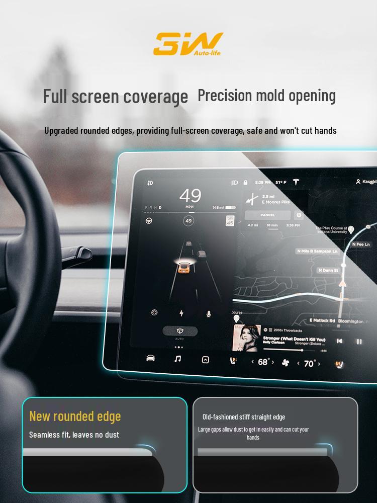 Tesla Model Y & 3 Displayschutz - Gehärtetes Glas, HD-Displayfolie, Schutz für die Mittelkonsole.