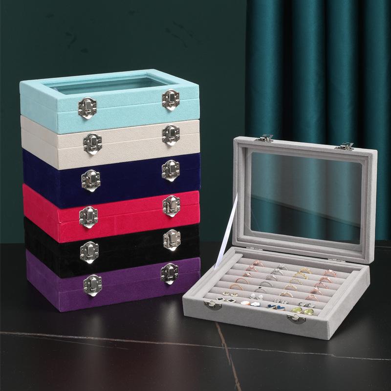 Velvet Jewelry Storage Box with Lid – Large Capacity for Rings, Earrings, Necklaces, Dustproof Display.