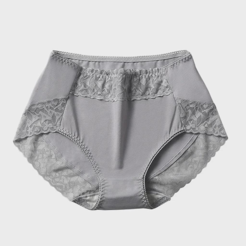 Women's High-Waisted Cotton Lace Underwear - Antibacterial, Breathable, Hip-Lifting, Plus Size 