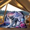 1 Stück Tiger Fantasy Rosen Kuscheldecke Polyesterfaser, Leichter Flanell, Weich & Warm, Ganzjahresnutzung für Draußen, Camping Digitaldruck