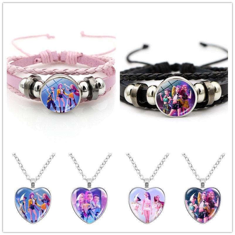 Anime Kpop Girls Necklaces Heart Shape Pendants Anime Rumi Zoey Mira Jewelry Pendant Kpop Fans Gifts