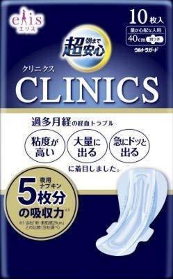 Daio Paper Ellis Clinics Nachtzeit Hygiene Super Sicher Bis für Frauen mit 40cm x Set Binden, Morgen, Flügel, (10 zählen) 3er-Pack [Quasi-Arzneimittel]