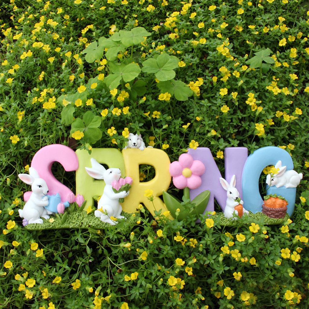 Easter Spring Rabbit Tabletop Ornament Rabbit Figurines Home Decor Festive Supplies Bedroom Resin Craft Garden Gift 2024