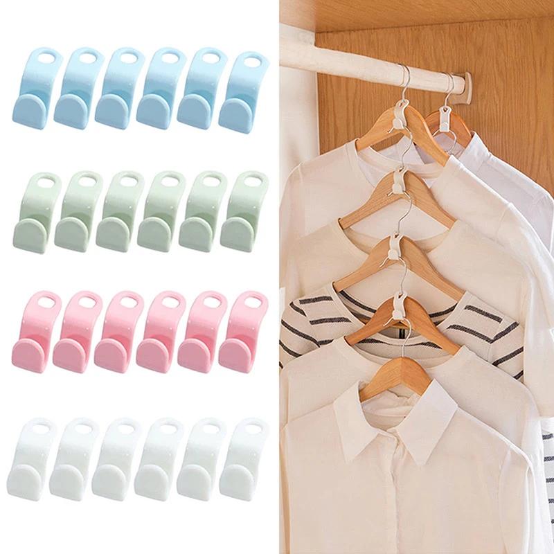 20/40pcs Wardrobe Hanger Hooks Organizer Connect Multifunction Cascading Plastic Bedroom Wardrobe Storage Space Saving Coat Hook