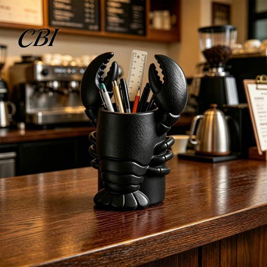 Novelty Desk Decor Lobster Pen Holder, 3D Printed Desktop Organizer, Crayfish Pencil Stand Creative Office Gift for Student Supplies, Halloween Party