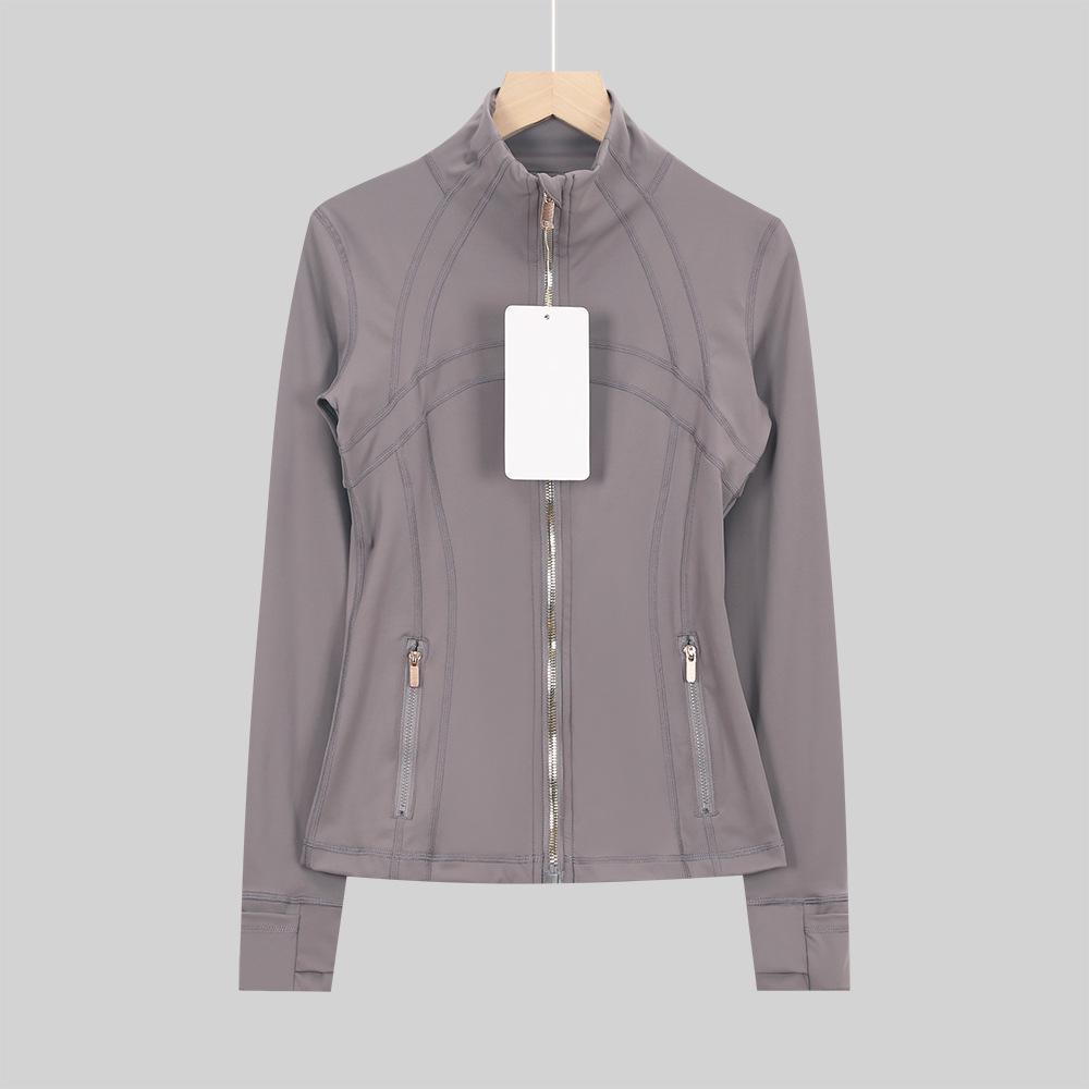 Lulu Original Damen Slim Fit Elastische Formgebende Lange Jacke Mantel mit Stehkragen für Yoga und Laufen