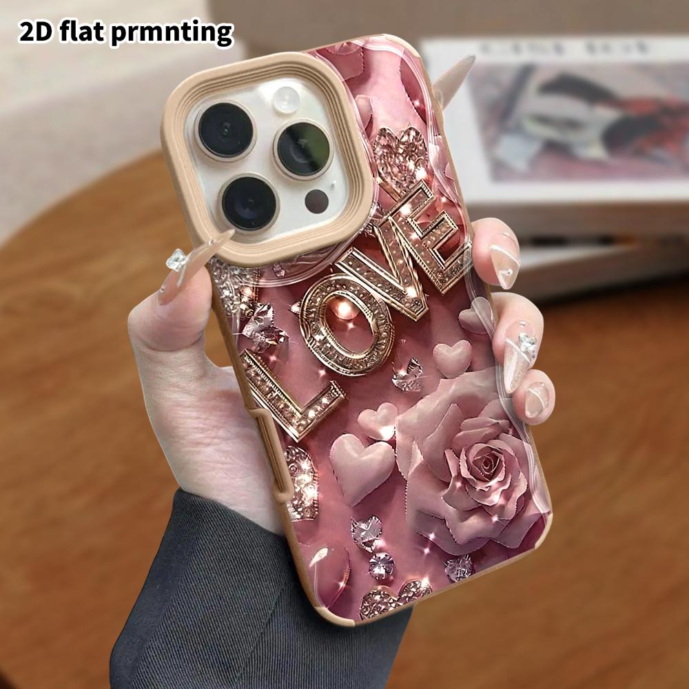 Phone Case: Lambskin 2D Flat Samsung Galaxy A34 A35 M05 M06 S20 S22 S21 FE Plus 5G Protective Case, Pink Rose, Christmas and Halloween Gift