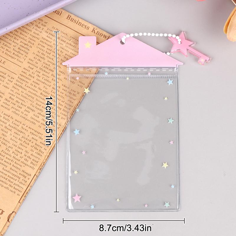 Cute Cartoon Transparent House Card Cover Pvc Clear Photo Holder Badge Id Credit Card Case Student Campus Cards Protector