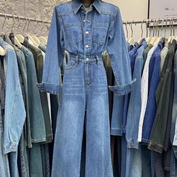 Lässiger Damen-Frühlings-Denim-Jumpsuit mit stilvollem Nischen-Design