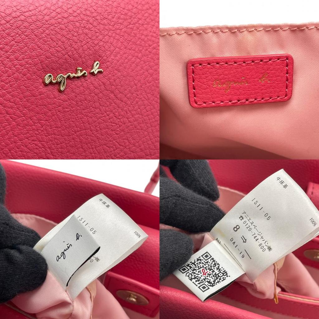 Used agnes b. 2way handbagHandbag pink/gold leather Women