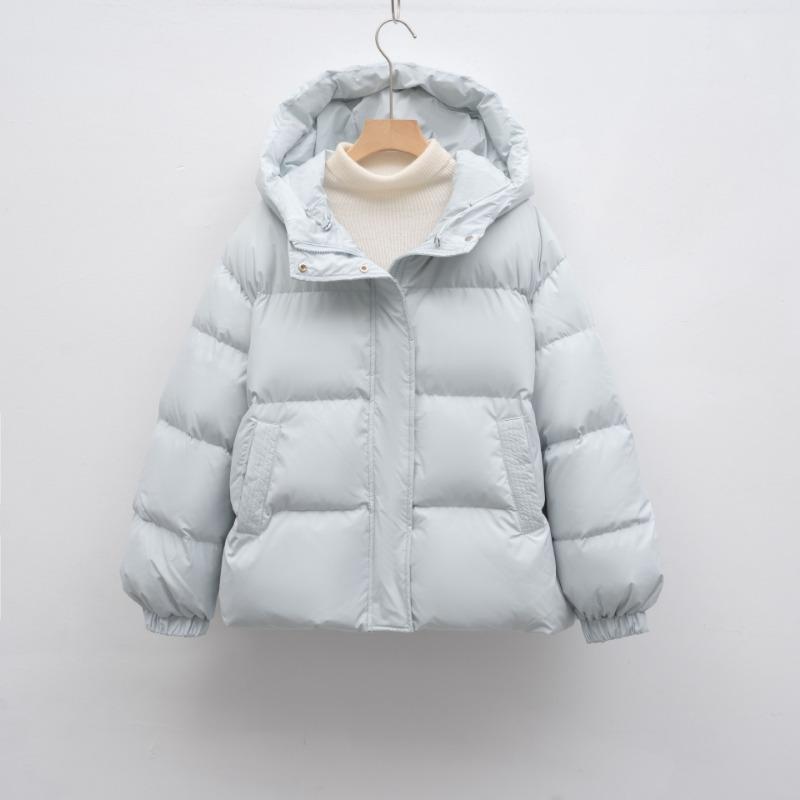 Down Jacket Loose White Duck Down Solid Color Simple Hooded Women's New Winter Warm Thickened Coat Tide