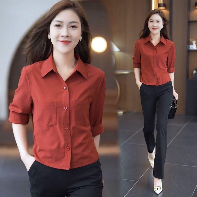 Women's Fashion Slim-Fit Long Sleeve Blouse - Early Autumn 2024