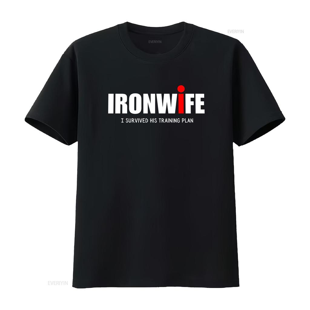 Ironwife T Shirt Triathlon Support for Triathlete Swim Bike Run Top Funny Tri Humor I Survived His Training Plan Vintage