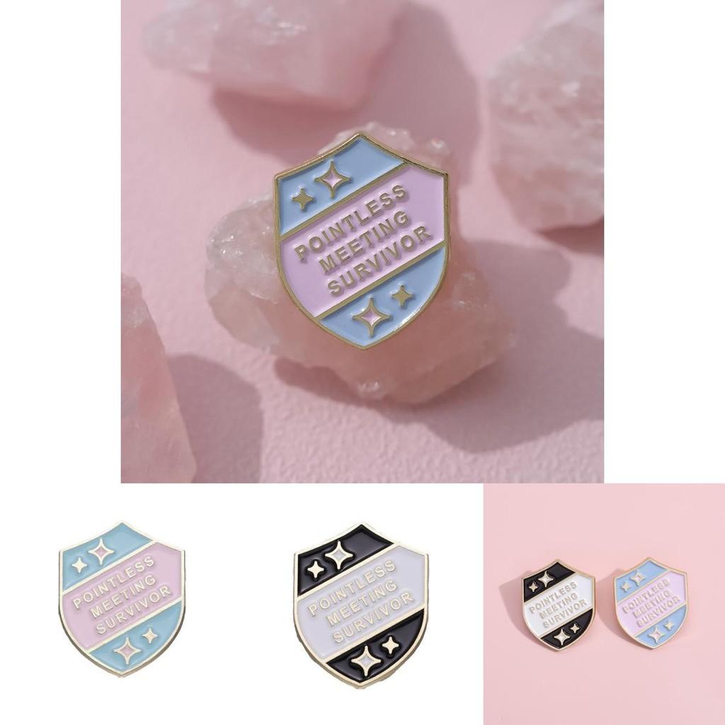 Artistic Alloy Letter Shield Brooch With Colorful Cartoon Style For Trendy Fashion