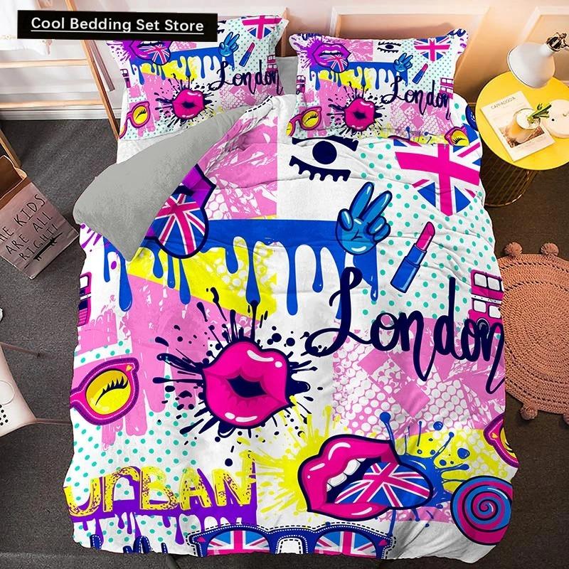 Irregular Geometry King Queen Duvet Cover Bohemian Style Bedding Set for Kid Teens Adult Modern Art 23pcs Polyester Quilt Cover