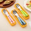 Creative Cartoon Stainless Steel Fork Spoon Chopsticks Three Piece Set Cute Student Spoon Chopsticks Portable Tableware Set For