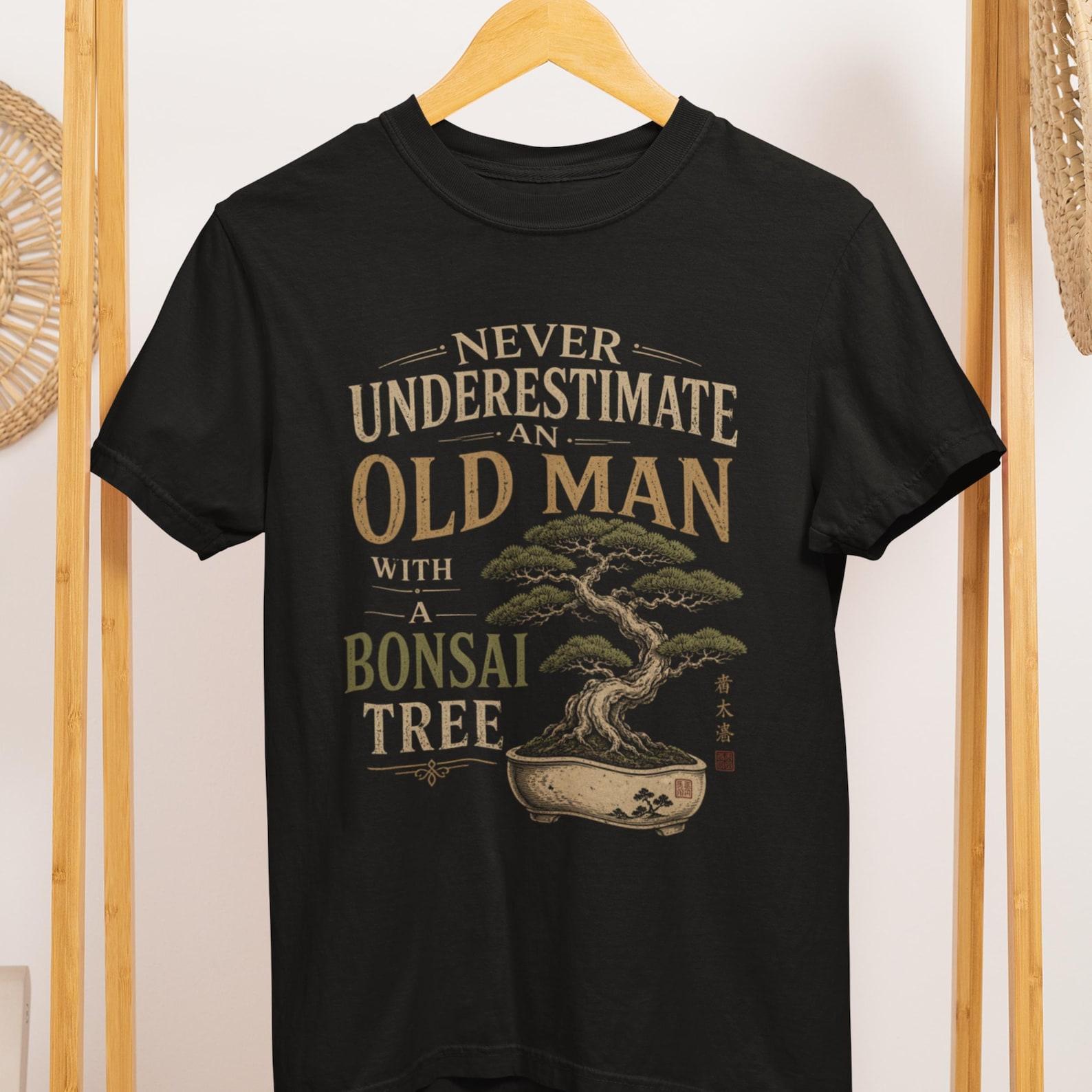 Old Man Bonsai Tree T-Shirt, Japanese Art Gardening Gift Tee S