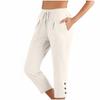 2025 Cotton Linen Loose Fit Button Cropped Pants