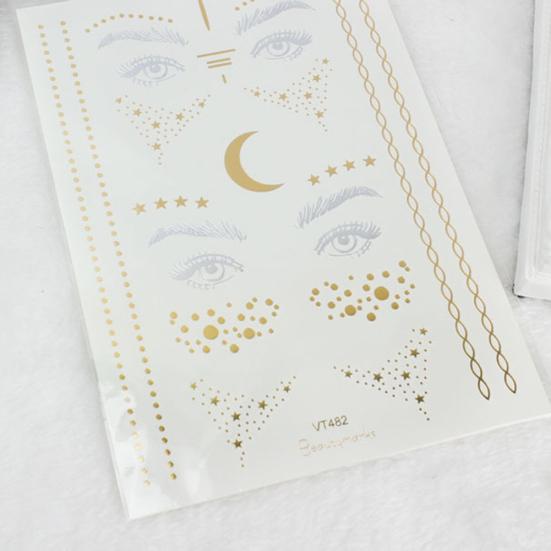 2Pcs Waterproof Shiny Metallic Gold Glitter Tattoo Sticker Temporary Body Art