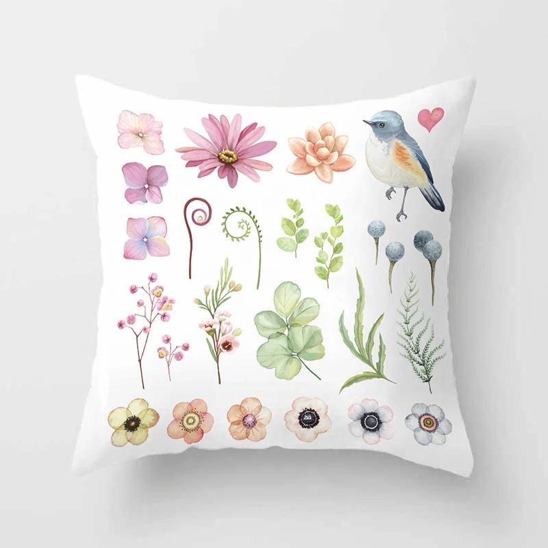 Birds and Flowers Decorative Pillowcases Living Room Office Home Pillowcases Car Ornaments