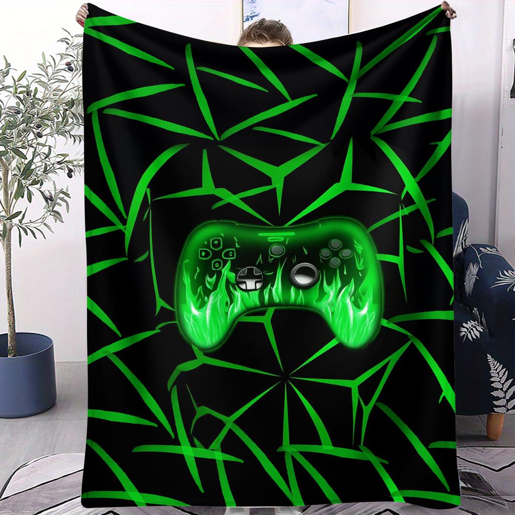 Cyber Neon Game Controller Fleece Throw Blanket Warm Soft Street Trend Plush for Girls Boys Bedroom for Living Room Home Decor