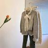 Lace Bow Sweater Coat Autumn and Winter Top Knitted Cardigan