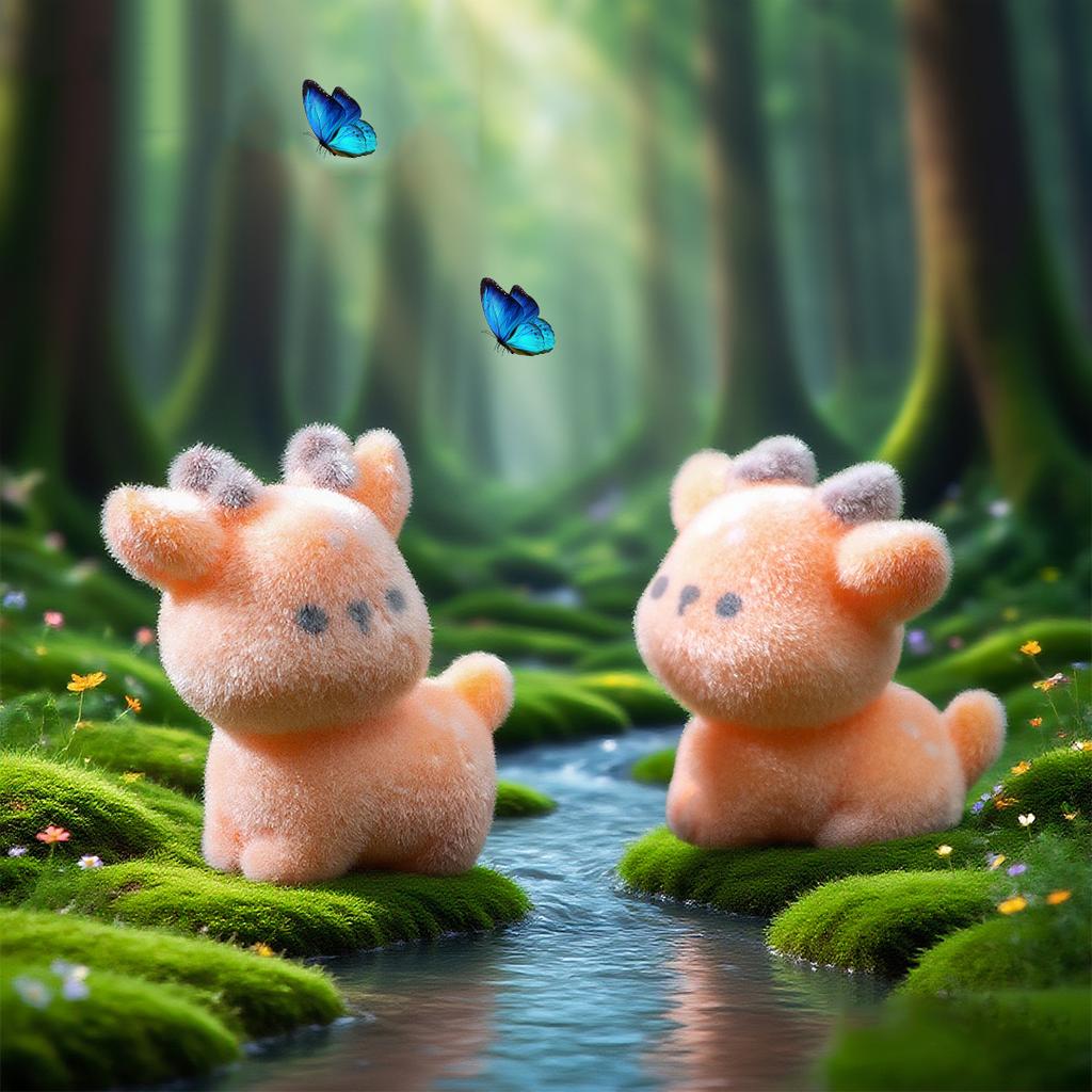4PCS Cute Plush Deer Figurine Model DIY Kawaii Decoration Accessories Gardening Farm Landscaping Small Ornaments