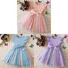 Girl Summer Princess Dress With Glitter Tulle Fabric For Toddler Birthday Party