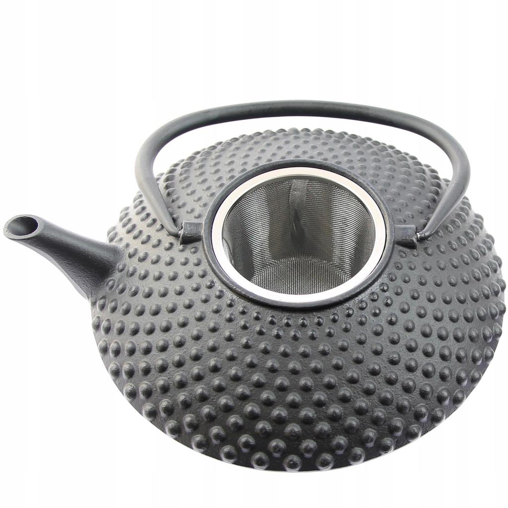 Cast Iron Kettle 1.25L Black Infuser With Strainer For Tea And Herbs