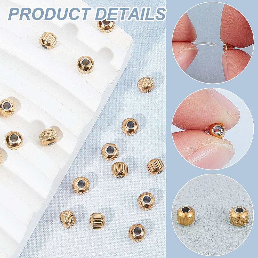 80Pcs 2 Style 201 Stainless Steel Beads, Column, Cadmium Free & Nickel Free & Lead Free, Rondelle, Golden, 4x3.5mm, Hole: 1.6mm, 40pcs/style