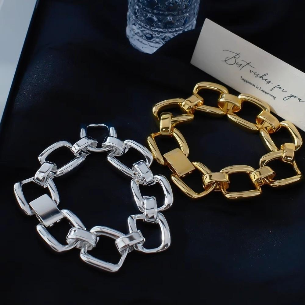 Chunky Chain Chain Bangle Geometric Hollow Hand Jewelry Fashion Statement Wristwear  Women Jewelry