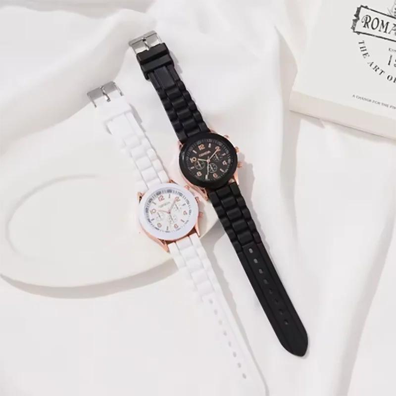 2ks Luxusní dámská sada hodinek Móda Luxusní Elegantní slitinové náramkové hodinky Silikonový řemínek Pár Hodinky Muži Quartz Vánoční dárky