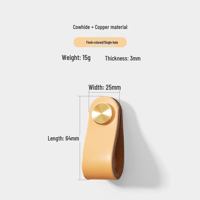 Cross-Border Brass and Leather Cabinet Pull Handle