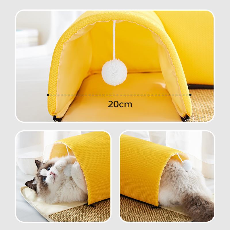 Pet Cooling Mat & Cat Tunnel Bed: Spring-Summer Style, Extra Large, Self-Play.