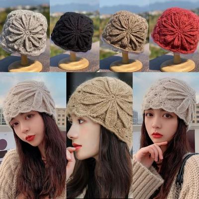 Retro Knitted Woolen Hat Artistic Basin Hat Fashionable Baotou Hat  Women