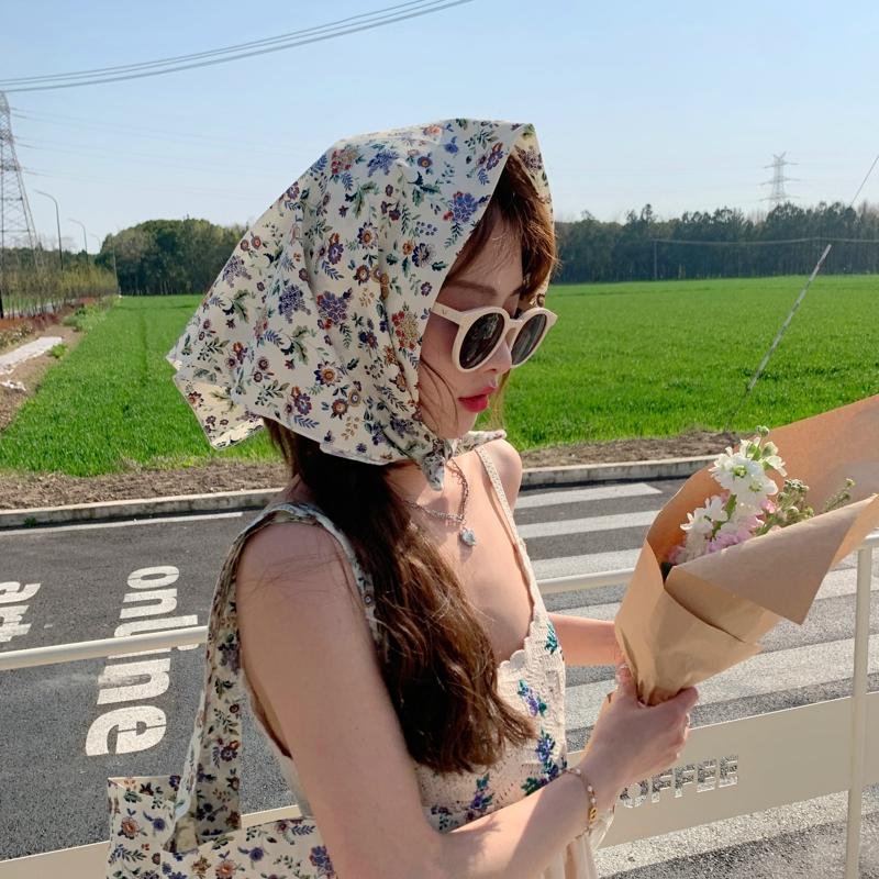 70*70cm Cotton And Linen Handkerchief Small Hair Scarf For Women Cute Plain Bag Scarfs Female Fashion Print Scarves For Women