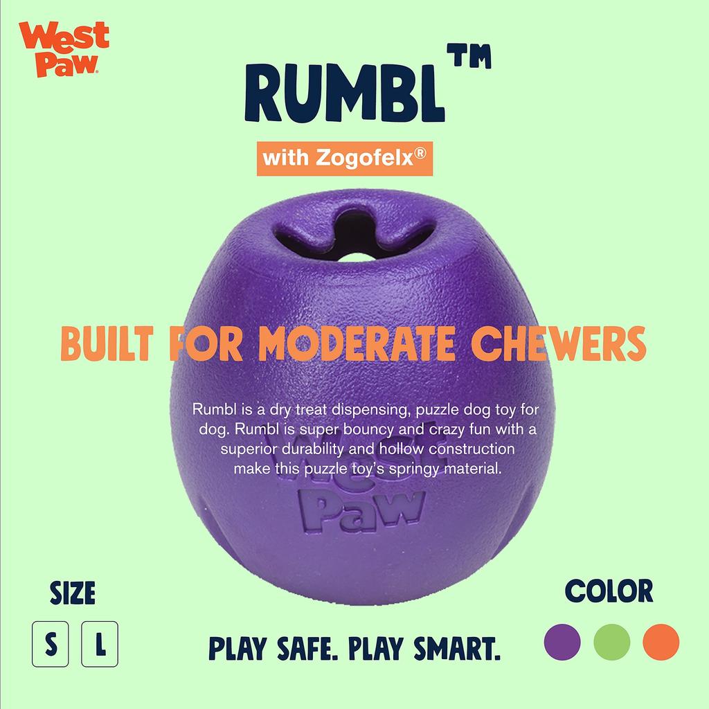 West Paw Zogoflex Echo Rumble Eggplant Dog Large Toy, (Purple)
