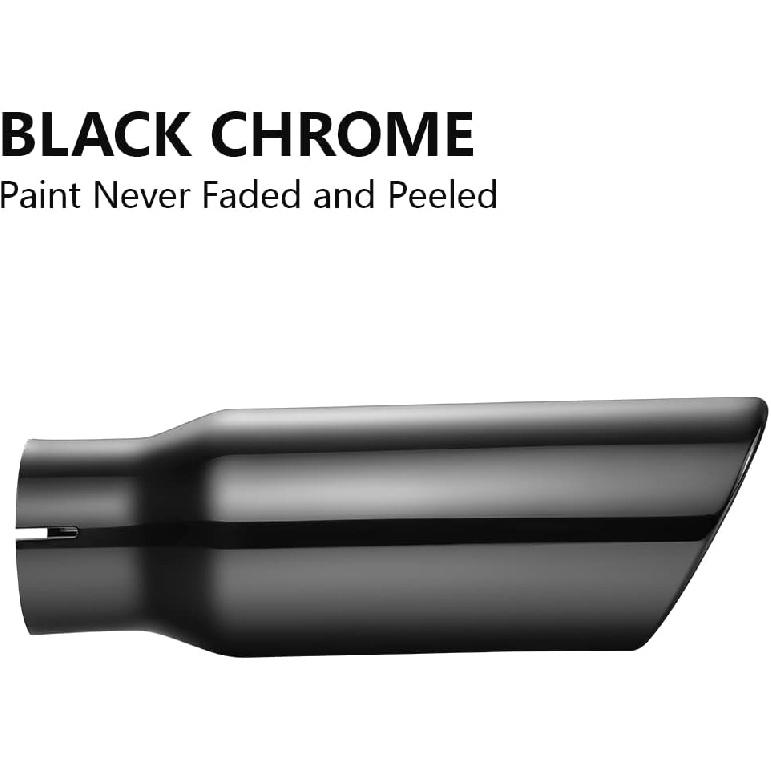 A-KARCK Exhaust Tips Black Chrome 3" Inlet, Muffler Tip with Never Fading and Peeling Coating, 3" Inlet to 4" Outlet 12" Long