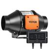 VEVOR Inline Duct Fan, 102mm 129.7 CFM Quiet EC-motor Ventilation Exhaust Fan, with Temperature Humidity Controller for Cooling Booster, Grow Tents