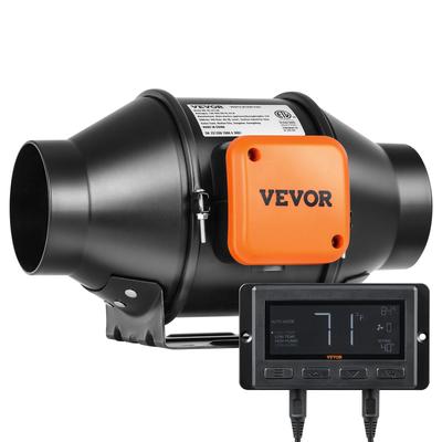 VEVOR Inline Duct Fan, 102mm 129.7 CFM Quiet EC-motor Ventilation Exhaust Fan, with Temperature Humidity Controller for Cooling Booster, Grow Tents