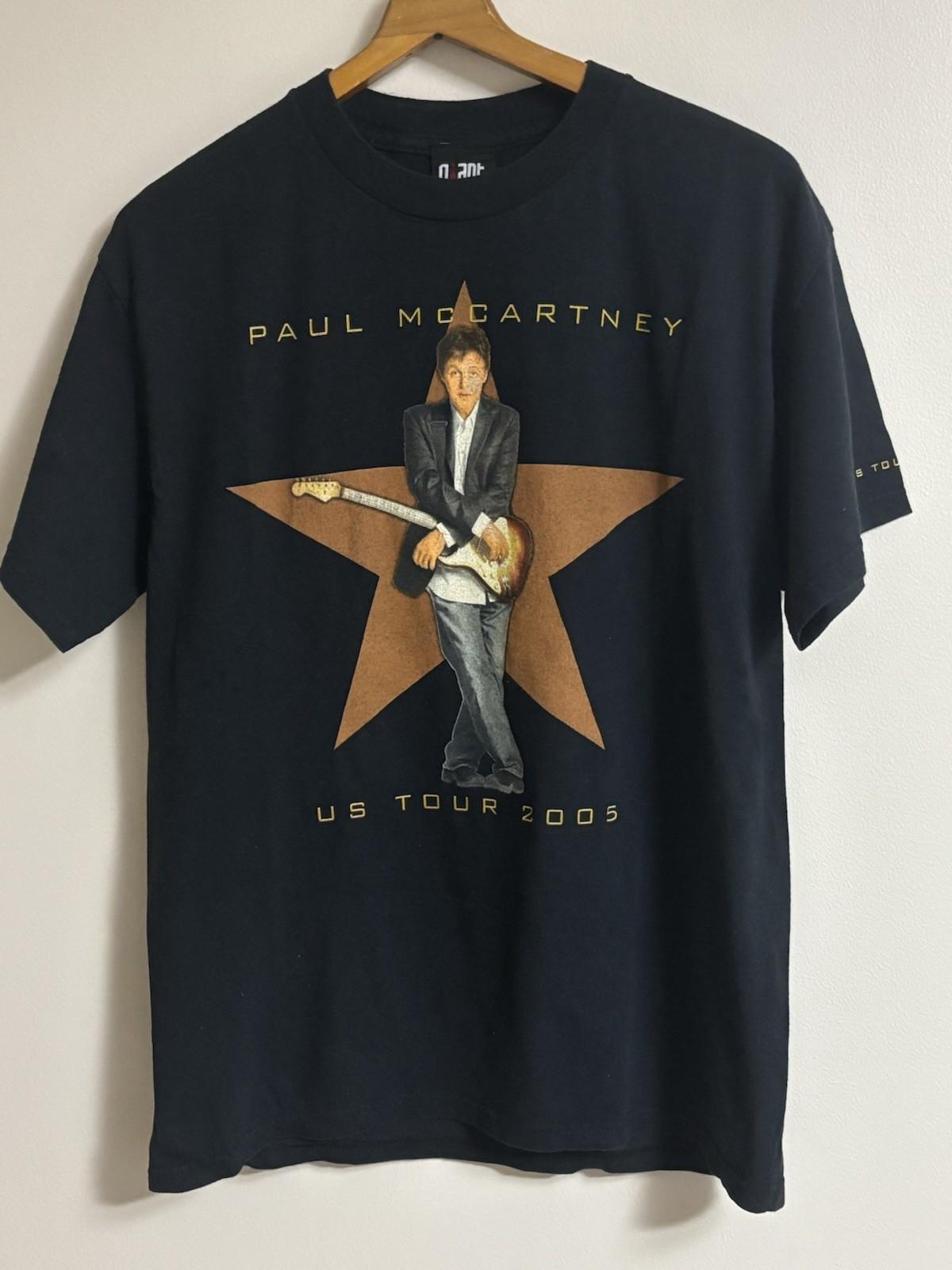 Paul McCartney US Tour 2005 Black Concert Band Print Graphic T-Shirt Tee Medium Unisex T-Shirt L
