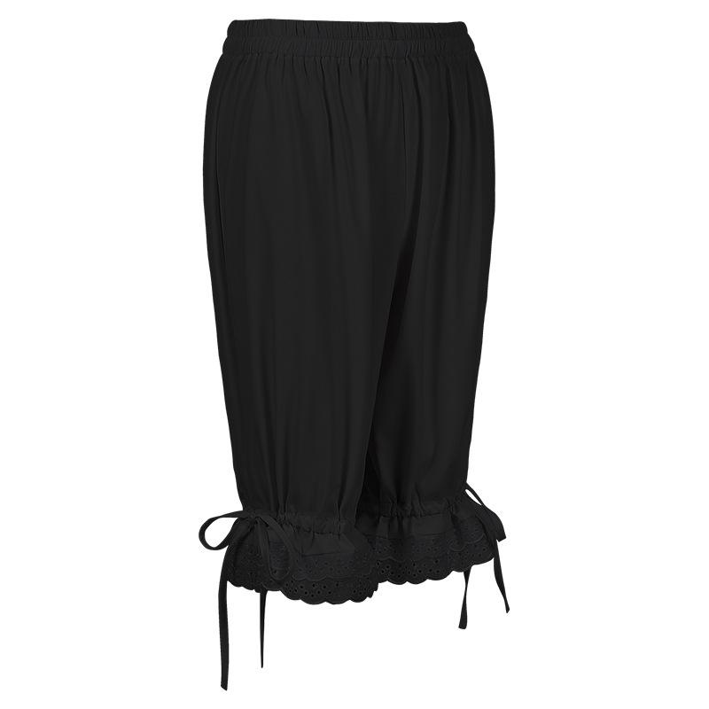 

Four Seasons Women Solid Color Bloomers Loose Lace Trim Trousers Elastic Waistband Pants Victorian Fancy Dress-up XS