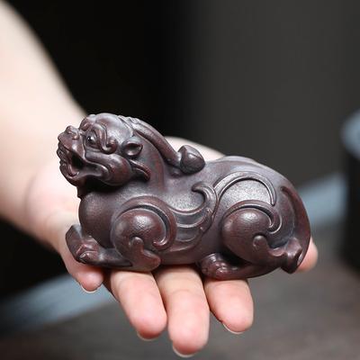 Purple Sand Tea Pet Unicorn Ornaments Handmade Auspicious Beasts Attract Wealth Pixiu Tea Set Accessories Can Be Raised